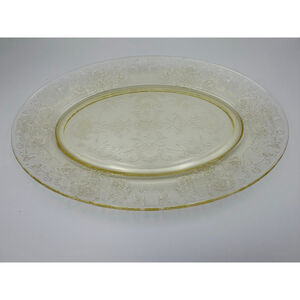 Imperial Glass Open Rose Oval Platter | Canary Yellow EAPG Serving Tray | c.1915